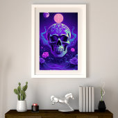 Himmelsgothischer Schädel mit verzaubertem Blument Fotodruck