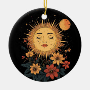 Himmelsgöttin mit blühenden Blumen Keramik Ornament