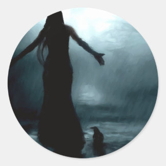 Himmelsgöttin Morrigan Crow raven Regenwasser Runder Aufkleber