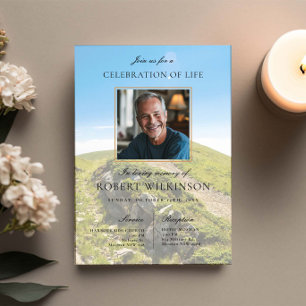 Himmelsgrün Feier des Lebens Beerdigung Foto Einladung