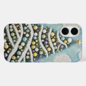 Himmelsgrüne Immergrüne & Goldene Kugeln Case-Mate iPhone Hülle (Rückseite (Horizontal))