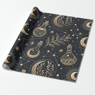 Himmelshexerei - Goldener Mond, Flaschen mit Tränk Geschenkpapier
