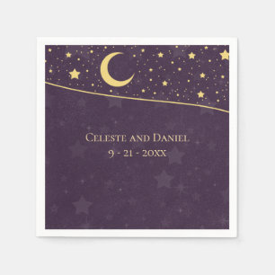 Himmelshochzeit Lila Stars und Mond Serviette
