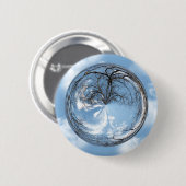 Himmelshöhen mit Bäumen, Wolken, Himmel, Blase Button (Vorne & Hinten)