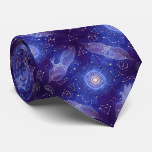 Himmelsindigo-Wasserfarben-Raum-Konstellation Krawatte