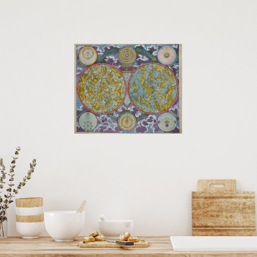 Himmelskarte der Planeten Poster (Küche)