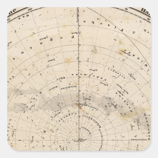 Himmelskarte Quadratischer Aufkleber (Vorderseite)