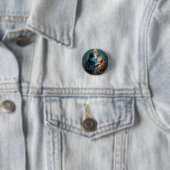 Himmelskatzen in kosmischer Kunst mit Gold und Bla Button (Beispiel)