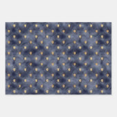 Himmelskies Dark Navy und Gold Wrapping Paper Geschenkpapier Set (Vorderseite)