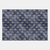 Himmelskies Dark Navy und Gold Wrapping Paper Geschenkpapier Set (Vorderseite 3)