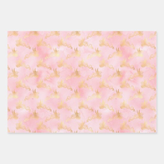 HimmelskiesPink und Gold Wrapping Paper Geschenkpapier Set (Vorderseite 3)