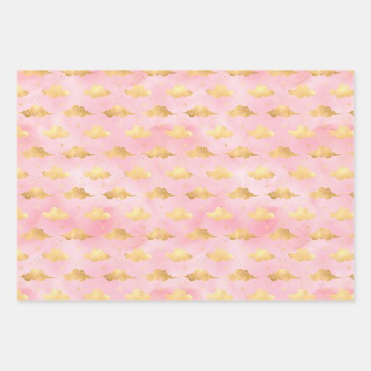 HimmelskiesPink und Gold Wrapping Paper Geschenkpapier Set (Vorderseite)