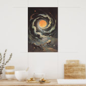 Himmelskonvergenz - Surreale kosmische Sterne Poster (Küche)