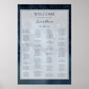 Himmelskörper Gerahmte Alphabetische Sitzkarte Poster
