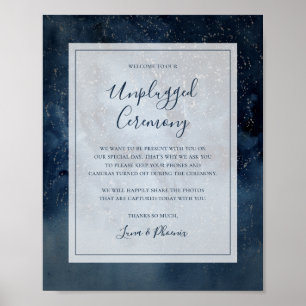 Himmelskörper mit Frame Unplugony Zeremony Sign Poster