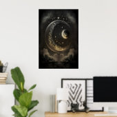 Himmelskörper Monde Dark Academia, Antik Poster (Heimbüro)