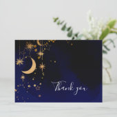Himmelskosmischer Mond und Sterne Danke Karte (Stehend Vorderseite)