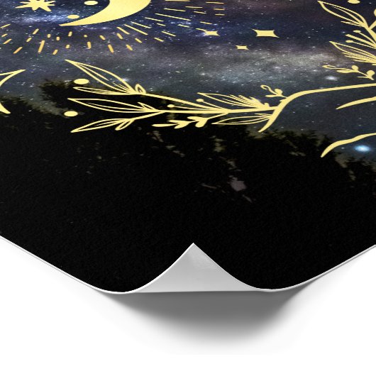 Himmelskunst Mond und Sterne Poster (Ecke)