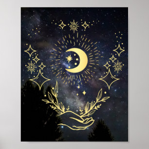 Himmelskunst Mond und Sterne Poster