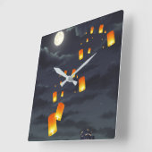 Himmelsleuchte/gelbe Lampe/Nachtlicht Quadratische Wanduhr (Winkel)