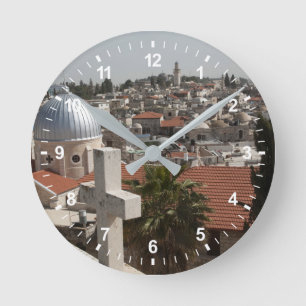 Himmelslinie des alten Jerusalems Runde Wanduhr