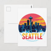 Himmelslinie von Seattle Postkarte (Vorne/Hinten)