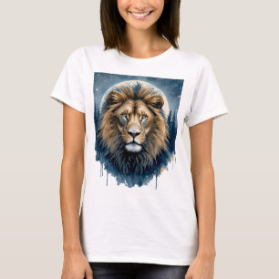 Himmelslöwe Aquarell Mondbeschienener Löwengeist T-Shirt