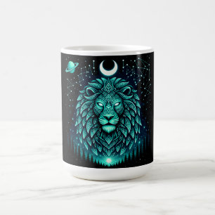 Himmelslöwe – Kosmischer König Wildlife Galaxie Kaffeetasse
