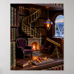 Himmelsmagie-Bibliotheks-Buchnische-Miniatur-Diora Poster