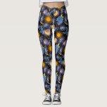 Himmelsmagisches Muster Mondsterne Sonnenstrahlen Leggings<br><div class="desc">Whimsical himmlisches Mediapsmuster mit Mondstern und Sonnen,  in gelben,  blauen und lila Farbtönen mit Imitat blauen Glitzer und Aquarelleffekten.</div>