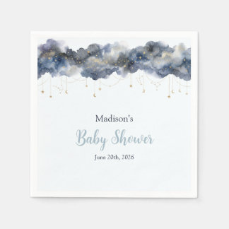 Himmelsmarine Wasserfarbe Wolke Baby Shower Papier Serviette