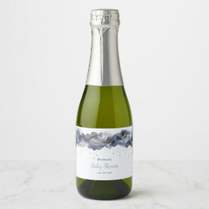 Himmelsmarine Wasserfarbe Wolke Baby Shower Schaumweinetikett