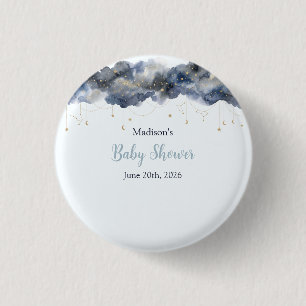 Himmelsmarine Wasserfarbe Wolken Baby Shower Button