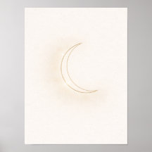 Himmelsminimalistische Mondwandkunst – Beiger Halb