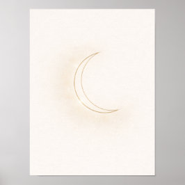 Himmelsminimalistische Mondwandkunst – Beiger Halb Poster