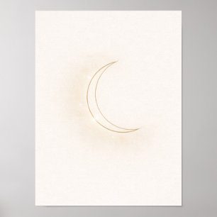 Himmelsminimalistische Mondwandkunst – Beiger Halb Poster