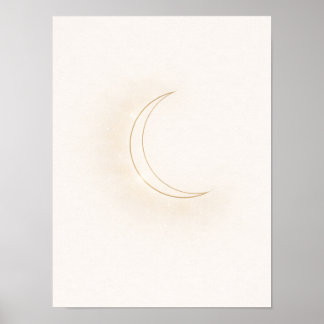 Himmelsminimalistische Mondwandkunst – Beiger Halb Poster