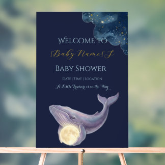 Himmelsmond-Baby-Shower-Willkommensschild | Wal &  Acrylschild