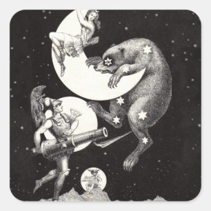 Himmelsmond Himmel Universum Gott Nacht Illustrati Quadratischer Aufkleber