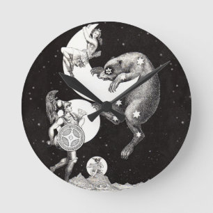 Himmelsmond Himmel Universum Gott Nacht Illustrati Runde Wanduhr