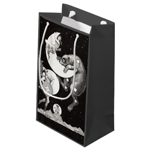 Himmelsmond Himmelswelt Gottes Nacht Illustration Kleine Geschenktüte (Rückseite Schrägansicht)