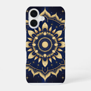 Himmelsmond-Mandala-Handyhülle Navyblau & Los iPhone 16 Hülle