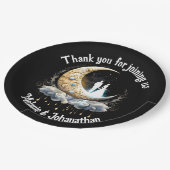 Himmelsmond Silhouette Sternenhimmel Pappteller (Schrägansicht)