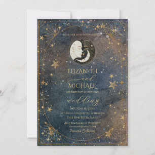 Himmelsmond Sonnenrahmen Dunkle Galaxie Hochzeit Einladung
