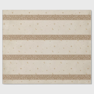 Himmelsmond Sterne Weiß Gold Wintersonnenwende Geschenkpapier