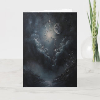 Himmelsmond und Himmel Vintage-Himmels-Wandkunst Karte