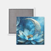 Himmelsmond und Lotus-Blume Magnet (Vorderseite/Rückseite)