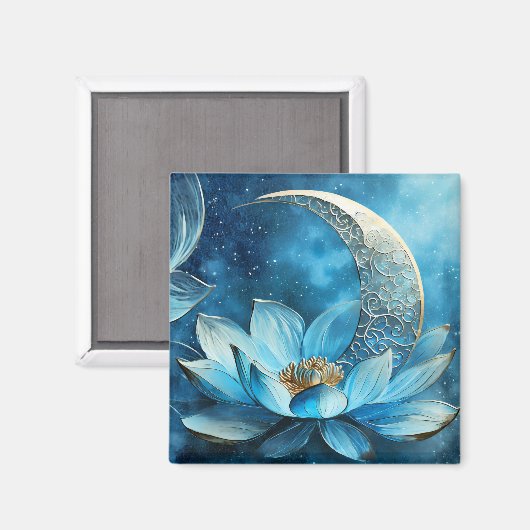 Himmelsmond und Lotus-Blume Magnet (Vorderseite/Rückseite)