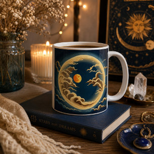 Himmelsmond und Sonne Vintage-Mystischer Nachthimm Kaffeetasse