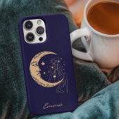 Himmelsmond und Stars, boho, elegantes Gold Case-Mate iPhone Hülle
